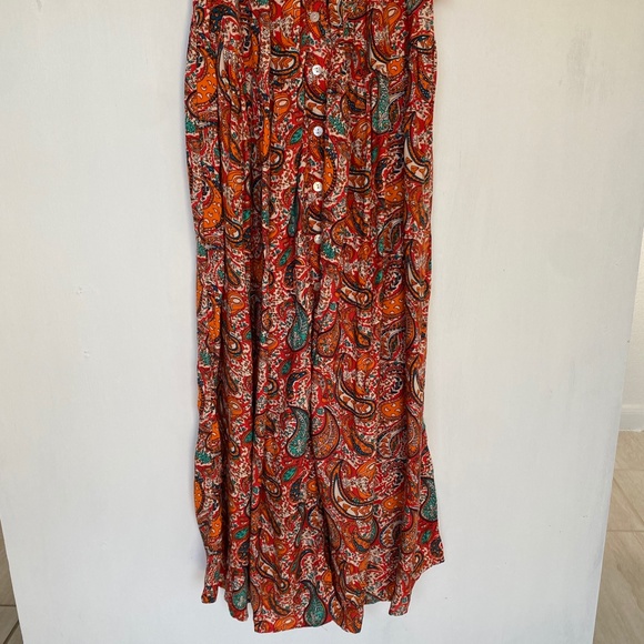 Margaux Riviera size XL off shoulder button front midi dress orange - Picture 4 of 13